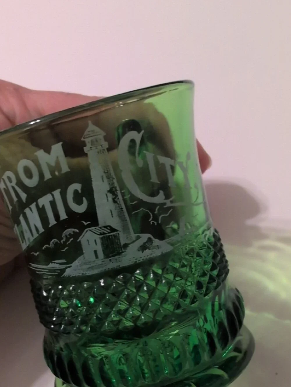 Early American Pattern Souvenir Glass, Atlantic City Circa 1905